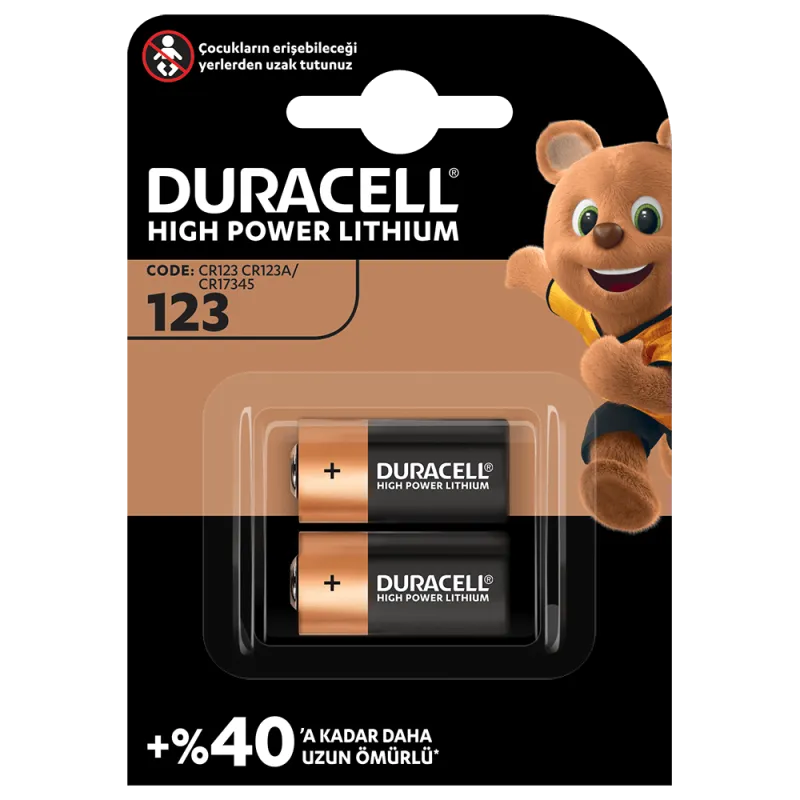 Duracell Lityum CR123A Pil 2'li